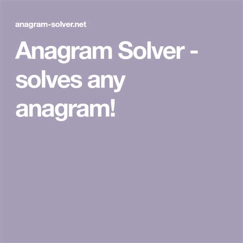 Anagram Solver - solves any anagram! | Solving, Fold