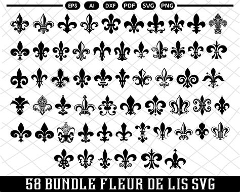 Fleur De Lis Svg Fleur De Lis Bundle Svg Fleur De Lis Silhouette Fleur