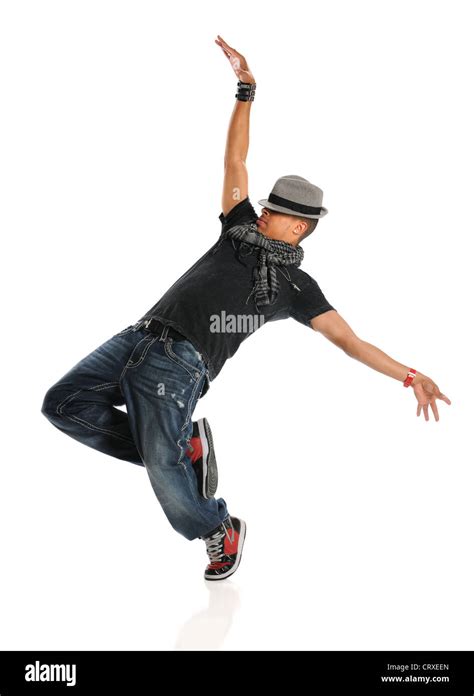 African American Hip Hop Dancer Performing Isolated Over White