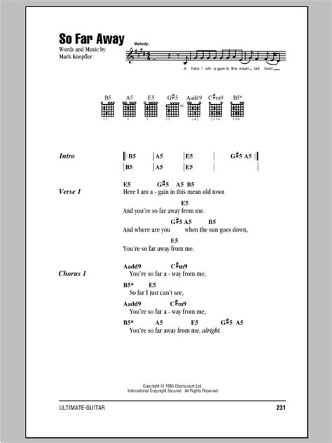 So Far Away by Dire Straits - Guitar Chords/Lyrics - Guitar Instructor