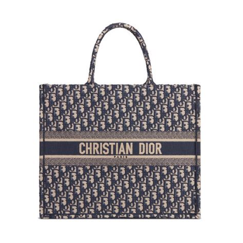 【dior迪奥 手提包】dior迪奥 新款 女士book Tote Dior Oblique帆布手提包 深蓝色大号【99新未使用】【正品