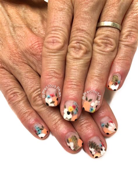 Matte Negative Space Nails Floral Nails Summer Nails Preciousphan