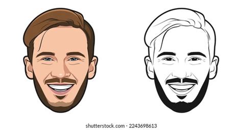 Pewdiepie Cartoon Colored Line Art Stock Vector (Royalty Free ...