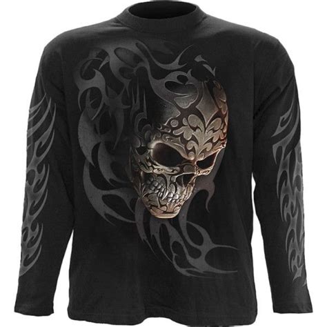 Gothic Clothing Graphic Mens Shirt By Spiral Skull Print Long