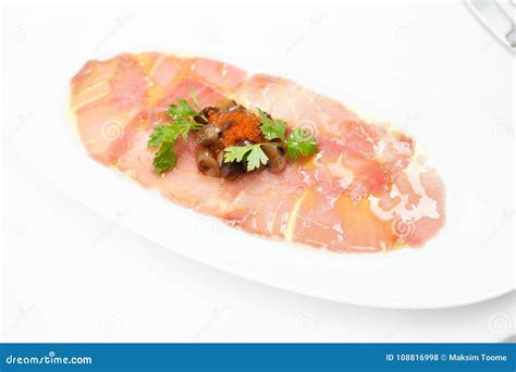 Salmon Carpaccio with Rocket Salad Stock Photo - Image of pepper, lunch: 108816998