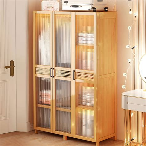 Freestanding Wood Wardrobe Modern Wardrobe With Legs And Shelves 59l