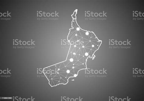 Vector Wireframe Mesh Polygonal Of Oman Map Abstract Global Connection