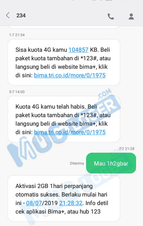 Paket Harian Murah Tri 1500 2000 3000 Kuota Besar Loh