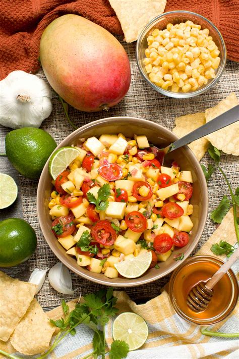 Pan Grilled Sweet Corn Mango Salsa With Honey Lime