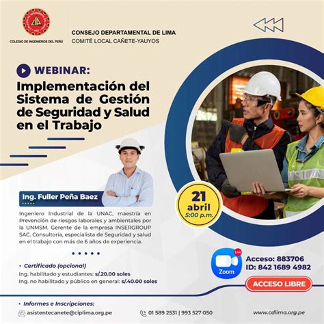 Webinar “implementación Del Sistema De Gestión De Seguridad Y Salud En