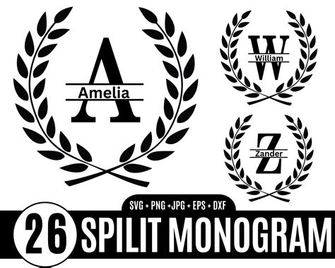 26 Split Monogram Svg Bundle Monogram Fonts Split Letter Svg Alphabet Split Svg Split