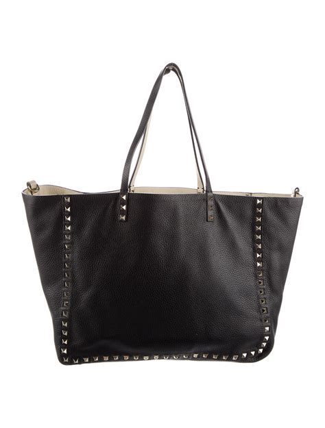 Valentino Embellished Rockstud Tote Black Totes Handbags Val