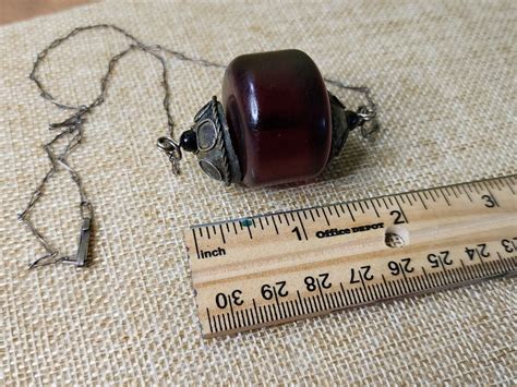 Antique Cherry Amber Faturan Bakelite 830S Silver Nec Gem