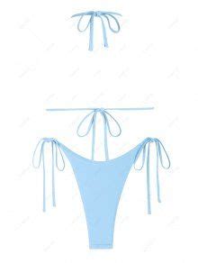 Zaful Women S Sexy Rosette D Floral Halter Triangle Tie Side String Bikini Set Two Piece