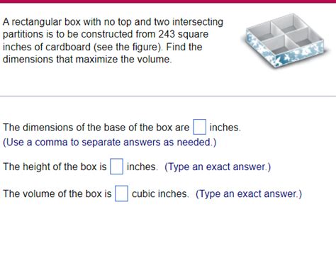 Solved A Rectangular Box With No Top And Two Intersecting Chegg