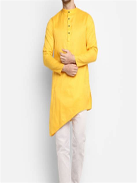 Buy Devoiler Men Yellow And Golden Floral Kurta Kurtas For Men 17378986