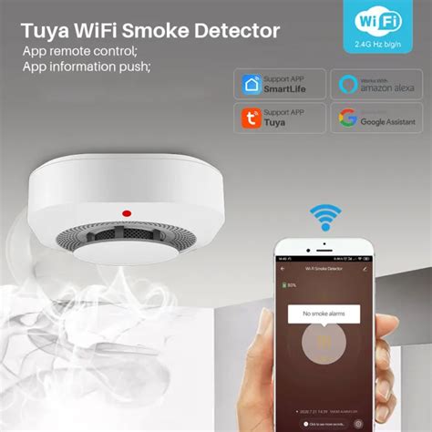 Tuya Wifi Smoke Detector Photoelectric Sensitive Sensor Smoke Detector