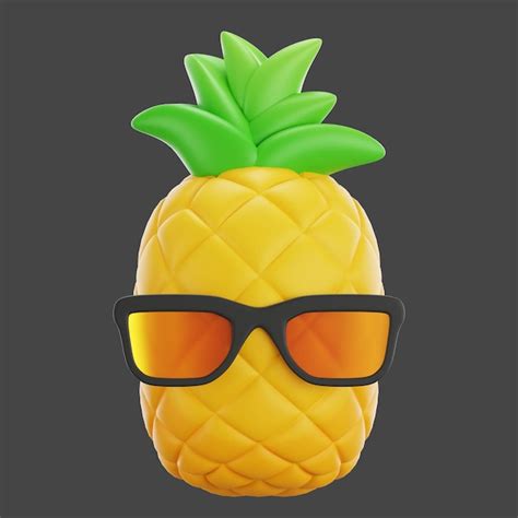 Premium Psd Cute 3d Pineapple Summer Tropical Fruit With Sunglasses