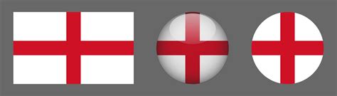 England Flag Set Collection Original Size Ratio 3d Rounded And Flat