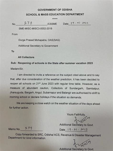 I Pr Department Odisha On Twitter Notice Regarding School Reopening