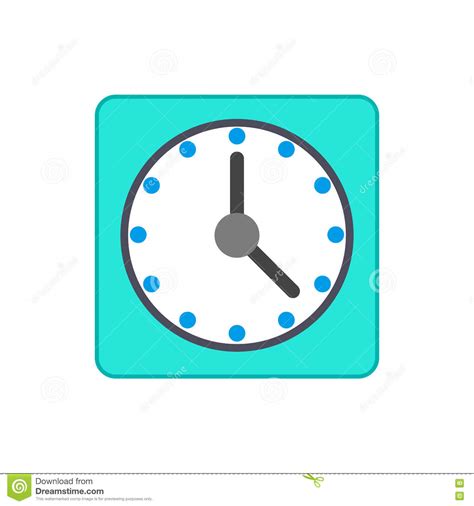 Blue Wall Clock Icon In Flat Style Stock Vector Illustration Of Icon