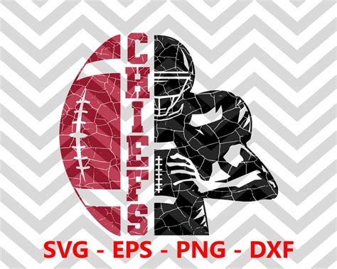 Kansas City Chiefs Distressed Football Half Player Svg Nfl Etsy