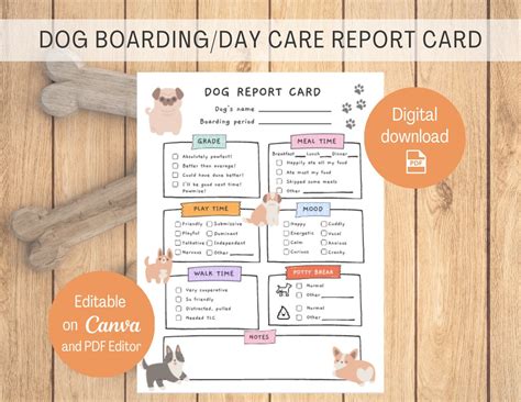 Dog Boarding Report Card Dog Daycare Report Card Pet Sitter Card Us