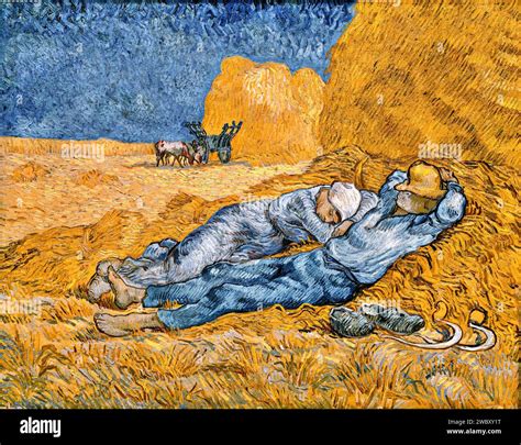 The Siesta After Millet 1890 Painting By Artist Gogh Vincent Van