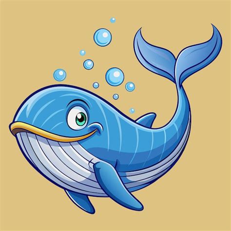 Un Dibujo De Dibujos Animados De Una Ballena Azul Con Un Pez En L