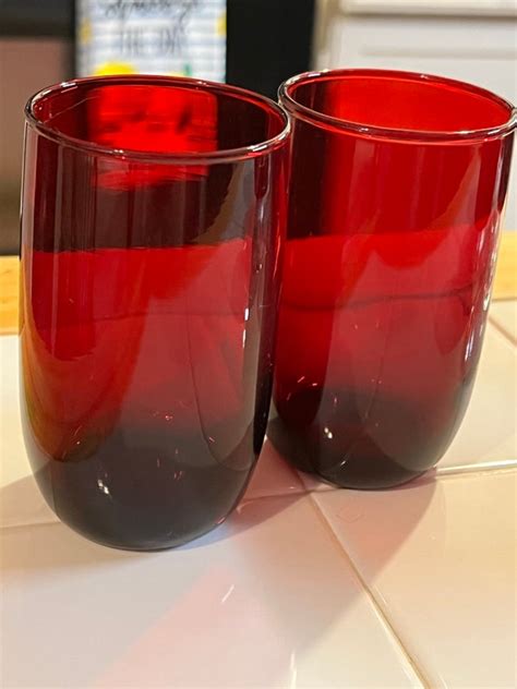 Vintage Anchor Hocking Ruby Red Glasses 2 Etsy