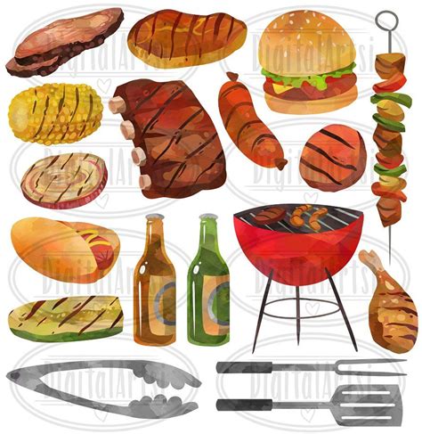 Watercolor BBQ Clipart Package