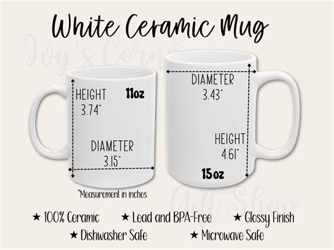 White Ceramic Mug Size Chart For Oz And Oz Mugs Coffee Mug Size