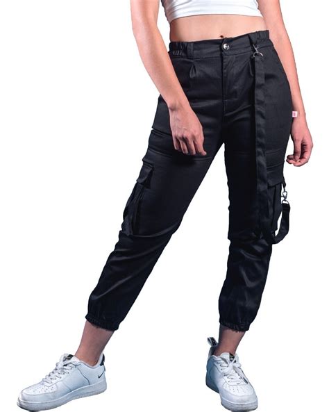 Pantalón Cargo Negro Dama Tipo Jogger Con Cintas Moda Kaly KALY MODA