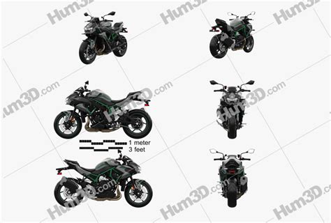 Kawasaki Z H2 2021 Blueprint Template Hum3D