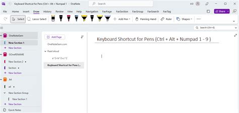 How To Use Keyboard Shortcut To Switch New Fresh Pens In OneNote 2021