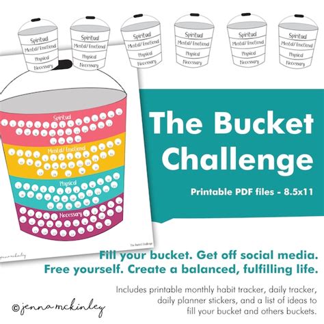 PRINTABLE Bucket Challenge Self Care Instant Download Habit | Etsy