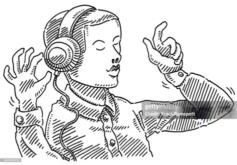 Man Listening Music Headphones Drawing High Res Vector Graphic Getty