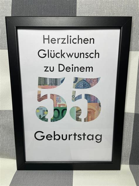 Geldgeschenk Bilderrahmen 55 Geburtstag Personalisierbar DIN A4