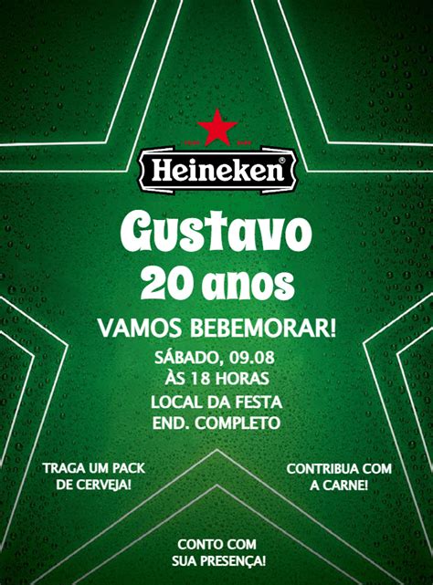 Convite Anivers Rio Heineken Edite Gr Tis Nosso Editor Online