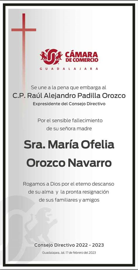 María Ofelia Orozco Navarro Obituario Esquela