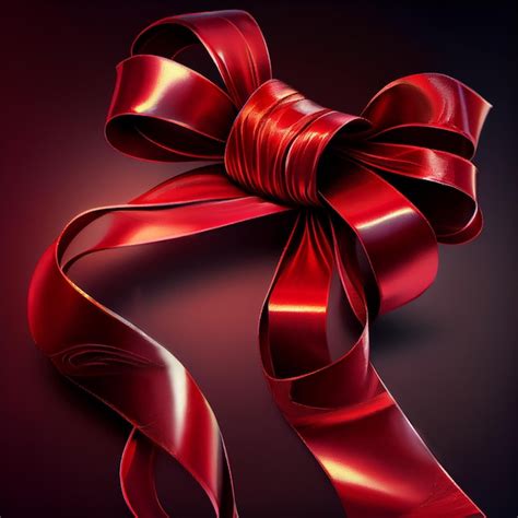 Premium Photo Shiny Red Satin Bow On Dark Background Illustration