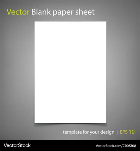 Blank Paper Sheet Template For Your Design Vector Image