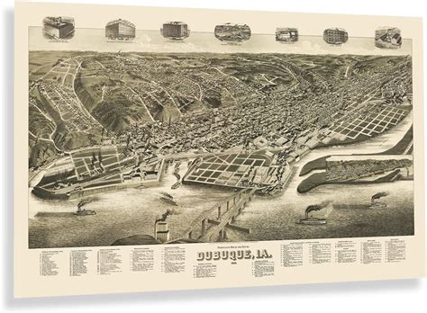 Amazon HISTORIX Vintage 1889 Dubuque Iowa Map Poster 24x36 Inch