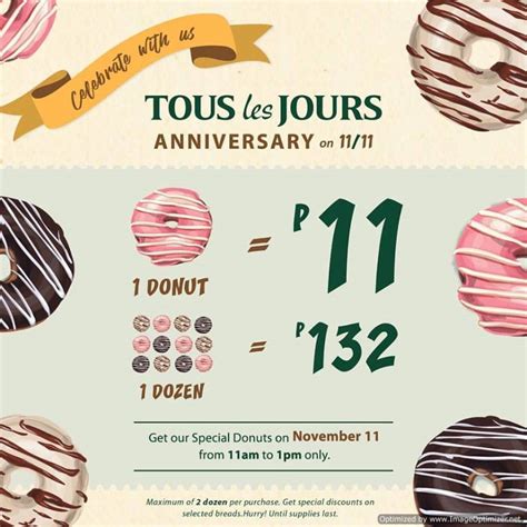 Special Donuts For Php At Tous Les Jours Anniversary Promo November