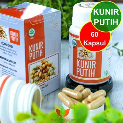 Jual Kapsul Kunir Putih Herbal Indo Utama Hiu Jamu Obat Kunyit