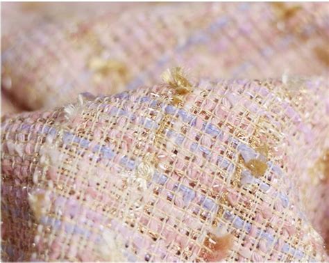 Candy Pink Tweed Fabric Lovely Tweed Boucle Fabric With Tassel For Suit Coat Dress Haute