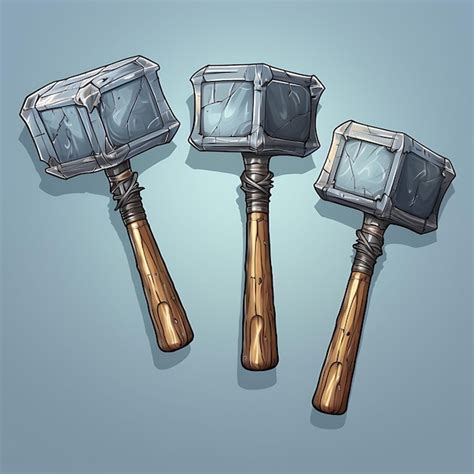 Premium Photo A Set Of Hammer Weapon Item Heavy Duty Design Warhammer