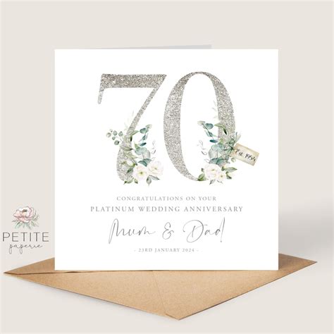 Platinum Wedding Anniversary Card 70th Anniversary Card Platinum