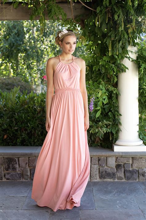 Pink Floor Length Bridesmaids Dress