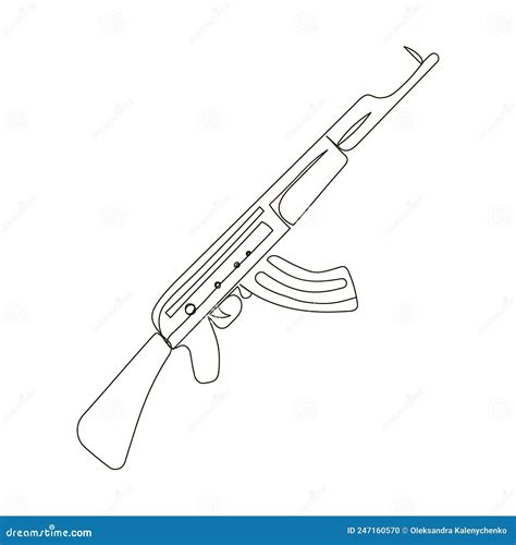 Rifle Continuous Line Drawing. One Line Art of Weapon, Firearms, Machine Gun, Repeating Arms ...